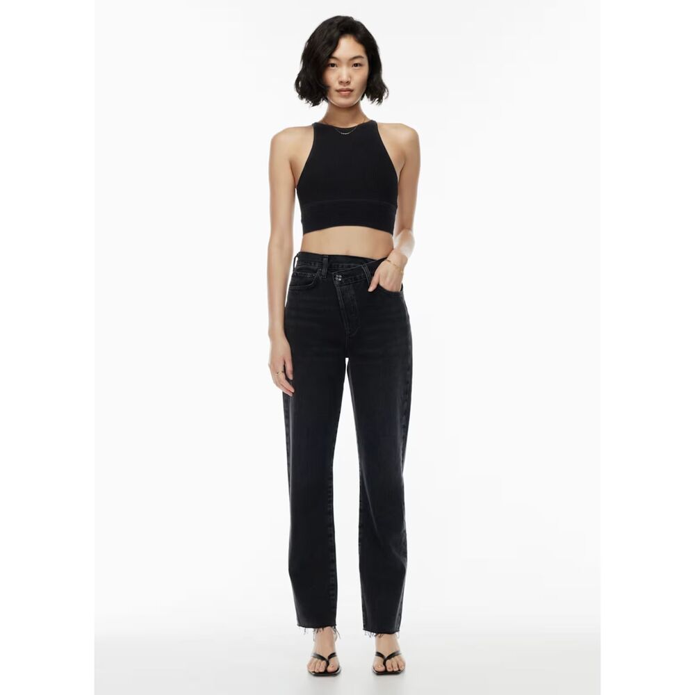 AGOLDE Criss Cross Straight Jeans in Washed Black - size 26 (small)